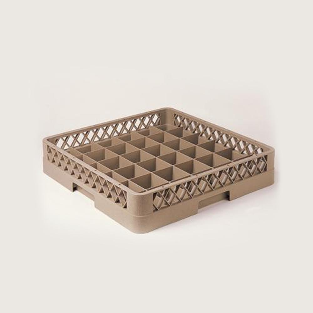 Plastic 36 Compartment Glass Rack Beige Brown